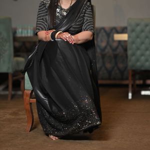Elegant Black Saree with Embellished Blouse
