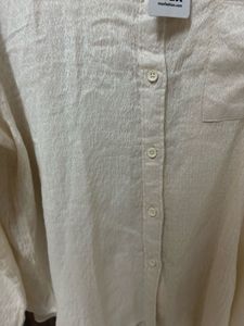 Cream Textured oversized Shirt