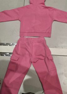 Girls Pink Hooded Tracksuit set