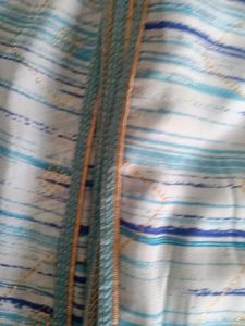 Blue &amp; White Striped Cotton Dress Material