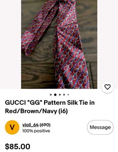 Gucci Silk Tie - Red Double G Pattern