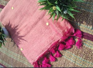 Elegant Pink Saree with Tassels