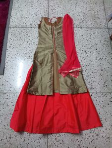 Front Cut Kurti Skirt Set