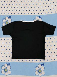 Chic Black Square Neck Top with Tie Detail