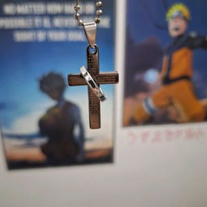 Stainless Steel Cross &amp; Ring Pendant Necklace | In