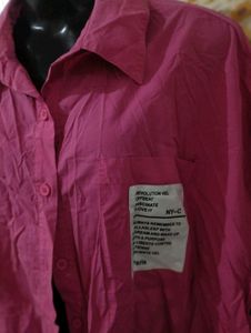 Bright Pink Oversized Button-Up Shirt