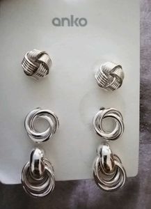 Anko 3-Pair Knot &amp; Hoop Earrings Set