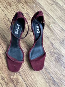 Maroon Suede Strappy Heels