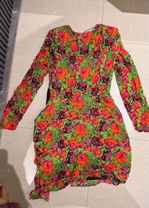 Vibrant Floral Print Mini Dress