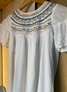 White Embroidered Boho Mini Dress