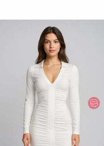 White Ruched Collared Dress- lulu and sky dress