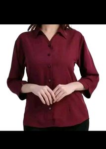 Maroon Collared Button-Up Shirt