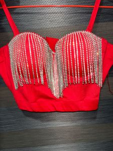 Red Embellished Blouse