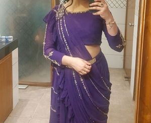 Purple Ready To Wear Georgette Heavy Saree
