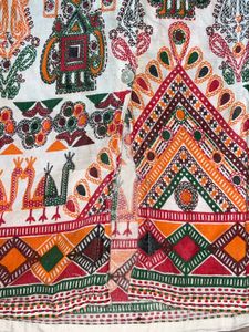 White Kurta with Folk Art Print