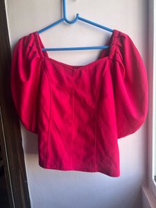 Stylish Deep pink Puff Sleeve Mini Dress