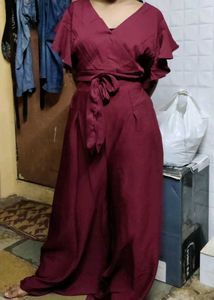 Maroon Wrap Jumpsuit - Stylish &amp; Comfy
