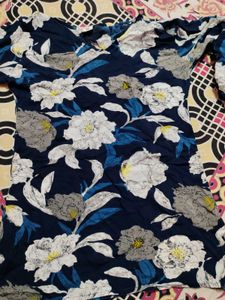 Blue Floral Bell Sleeve Top
