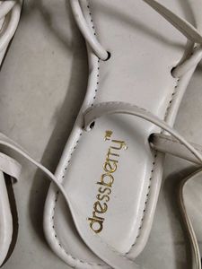 White Strappy Flat Sandals