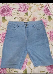 Classic Light Wash Denim Longline Shorts
