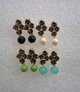 Elegant Floral Drop Earrings with Gemstone Beads