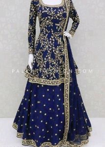 Elegant Blue Embroidered Lehenga Choli Set