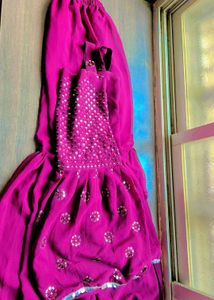 Magenta Ethnic Skirt & Top Set