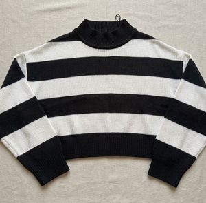 Striped Cropped Knit Sweater