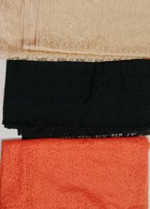Elegant black, orange, cream net fabric