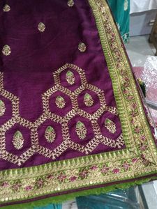 Elegant Purple Embroidered Saree