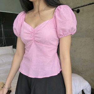 New with tag Chic Pink Puff Sleeve Top