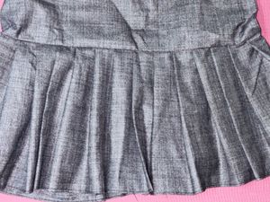 Pleated Grey Mini Skirt