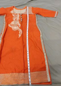 Orange Kurta Set With Chudi Pants For Women🧡