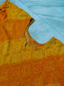 Beautiful Orange Ethnic  short Kurti
