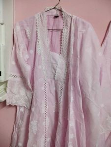 Elegant Pink Chikankari Kurta Set(new)