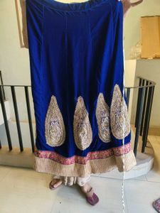 Elegant Blue Velvet Lehenga Choli Set