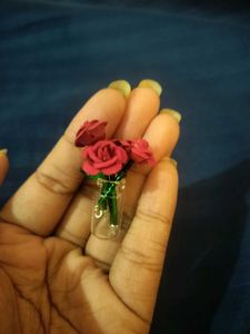 Miniature Red Rose Bouquet in Glass Vase