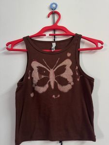 Brown Butterfly Tank Top