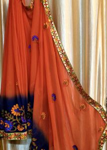 GEORGETTE MIRRORWORK SAREE WITH FALL