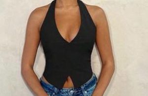 Chic Halter Neck V-Neck Crop Top