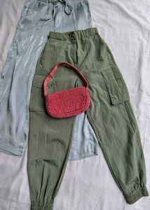 Stylish Cargo Pants & satin powder blue trouser
