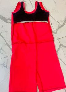 Neon Pink Swimming Costume For Girls
