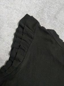 Black Ruffle Sleeve Top - Size M