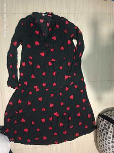 Chic Black Heart Print Maxi Dress