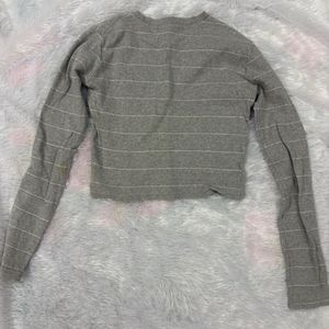 Striped Cropped Long Sleeve Top