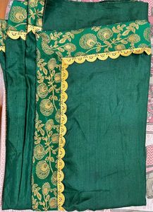 Elegant Green Saree with Gold Embroidery