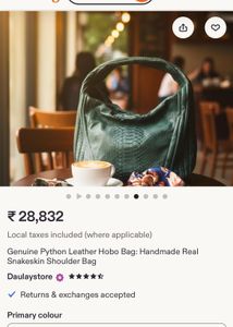 Rare Python Skin Leather Hobo Bag