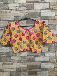Embroidered Yellow & Pink Blouse
