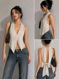 Sparkly Halter Neck Back Tie Top