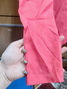 Elegant Pink Blouse with Ruffled Neckline